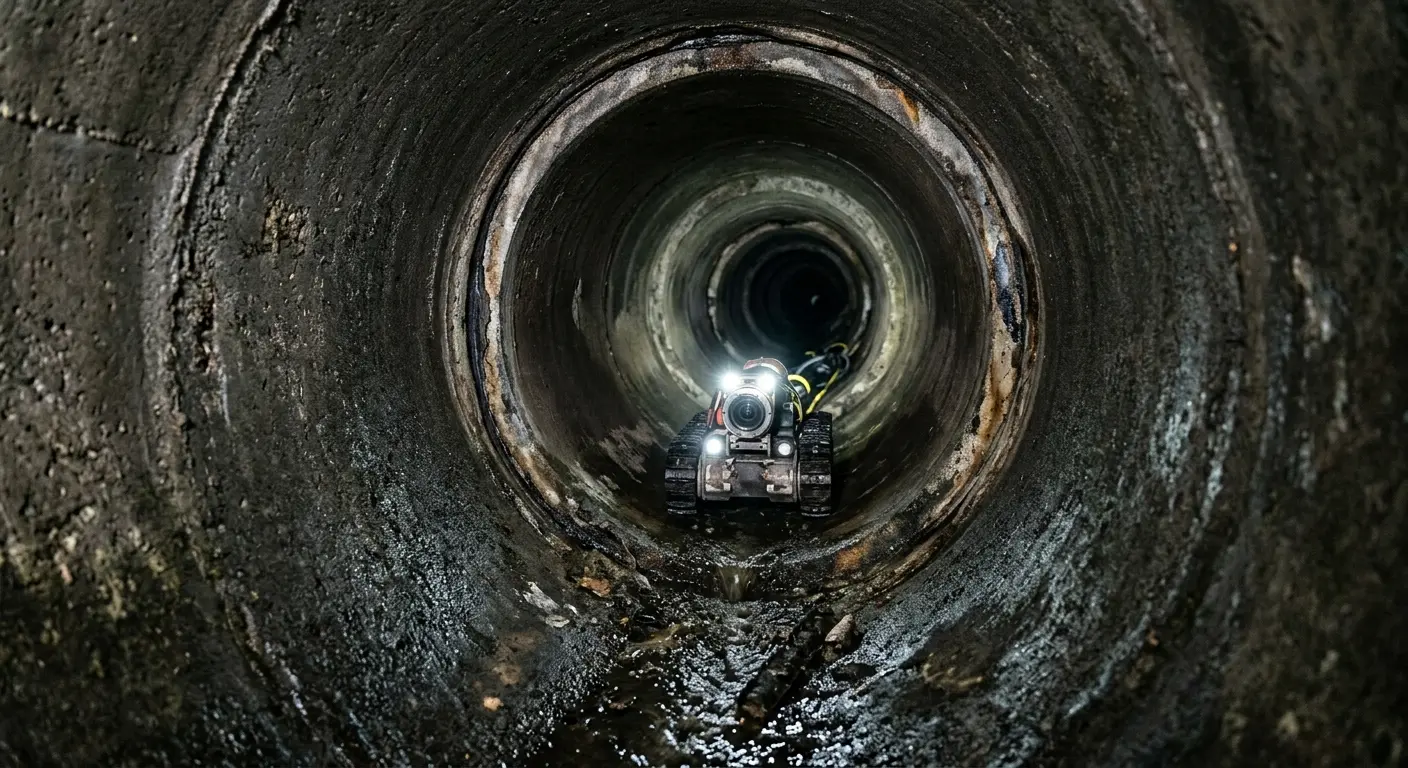 Robotic sewer camera inspecting pipe interior for Drain Snake Service in Towson